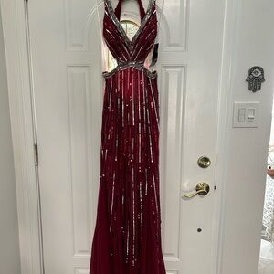 Elegant Burgundy Sequin Gown